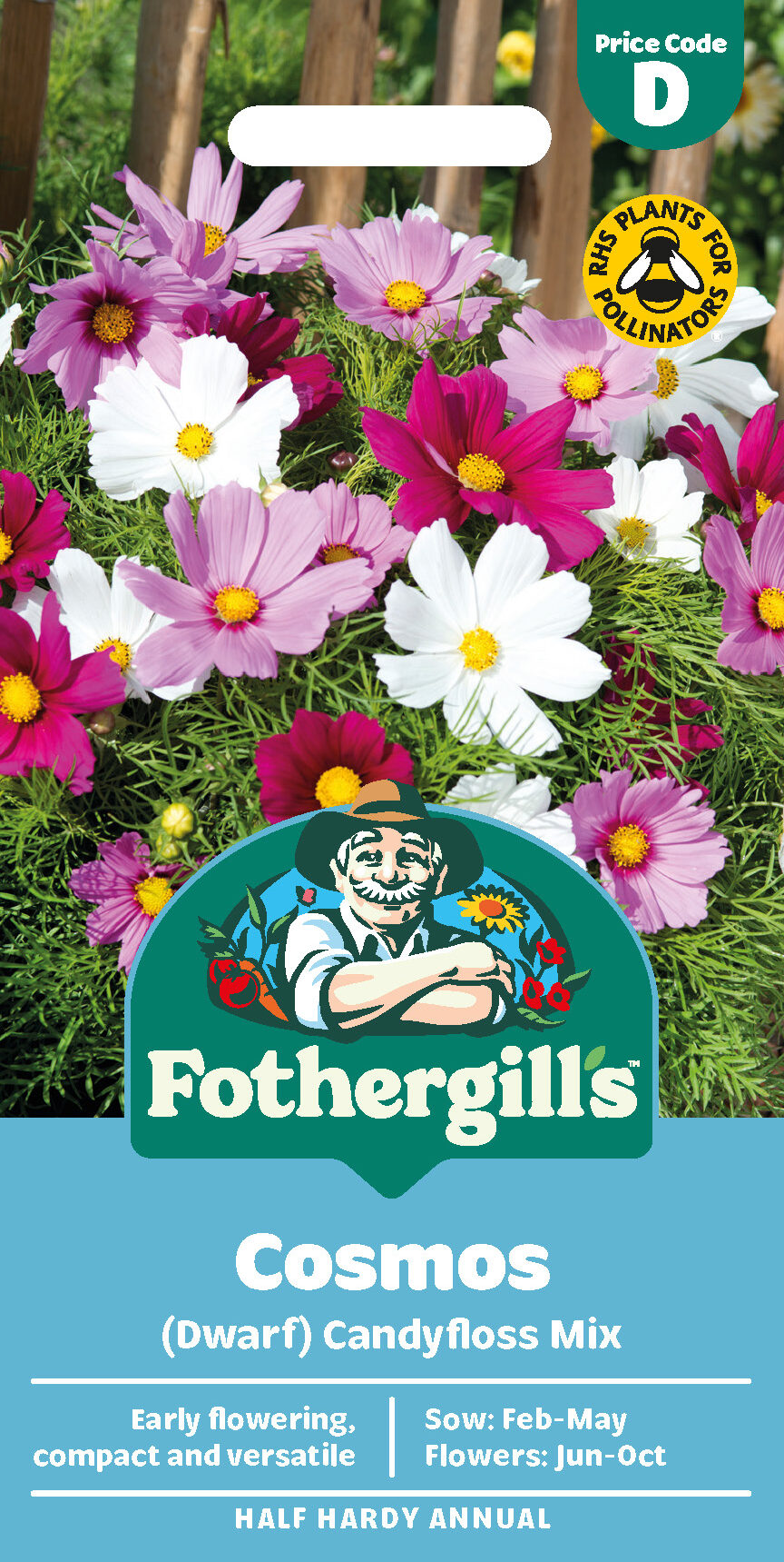 Cosmos 'Candyfloss Mix' Half Hardy Annual Seeds x1 Pack - Average 60 seeds - RHS Plants for pollinators