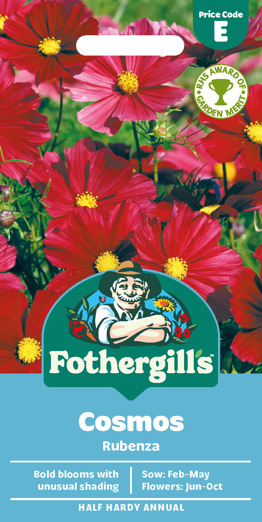 Cosmos 'Rubenza' Half Hardy Annual Seeds x1 Pack - Average 50 seeds - RHS Plants for pollinators