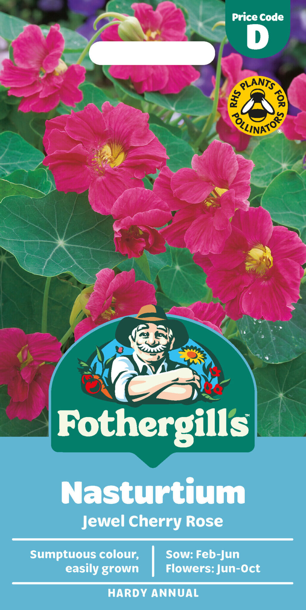 Nasturtium 'Jewel Cherry Rose' Hardy Annual Seeds x1 Pack - Average 25 seeds - RHS Plants for pollinators