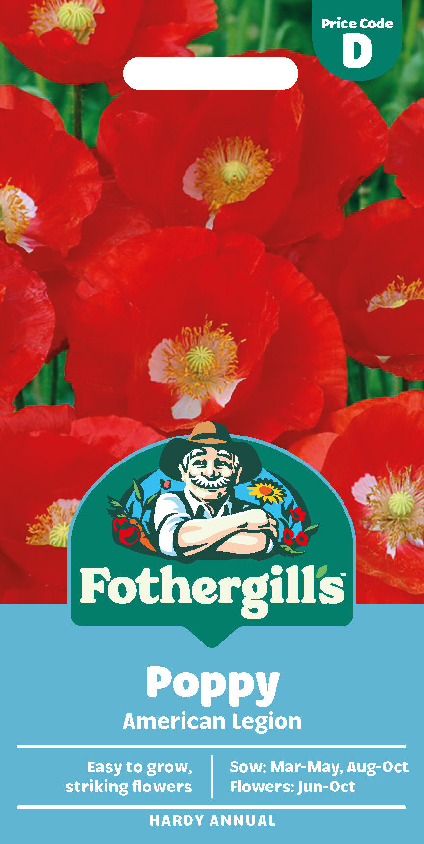 Poppy 'American Legion' Hardy Annual Seeds x1 Pack - Average 2000 seeds