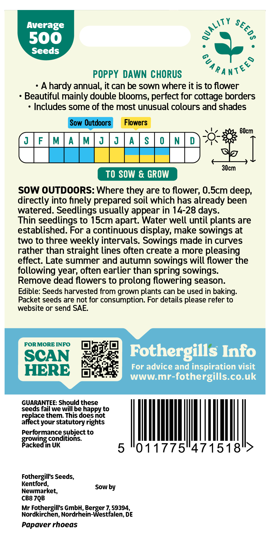 Poppy 'Dawn Chorus' Hardy Annual Seeds x1 Pack - Average 500 seeds - Image 2