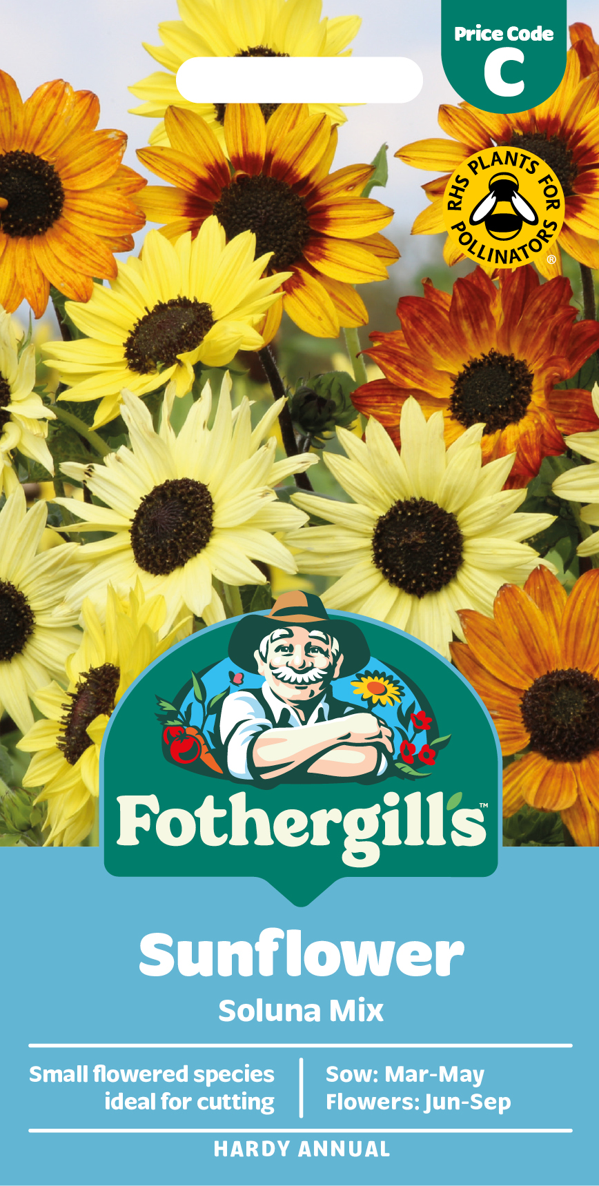 Sunflower 'Saluna Mix' Hardy Annual Seeds x1 Pack - Average 20 seeds - RHS Plants for pollinators